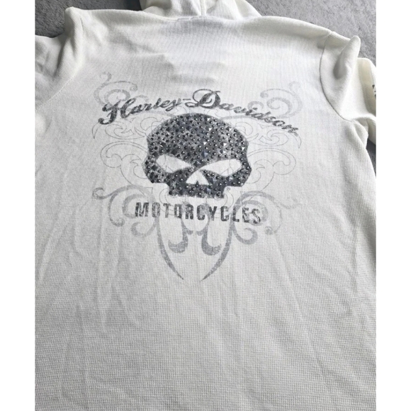 Harley-Davidson White Hoodie with Skull Design - Picture 9 of 10